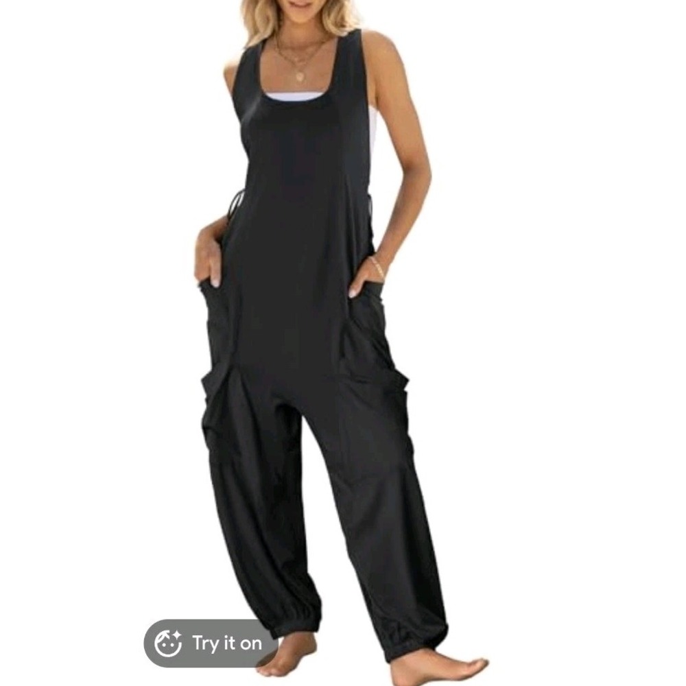 ANRABESS Women S Slouchy Jumpsuit Sleeveless Stretchy‎ Romper Harem Tie Waist